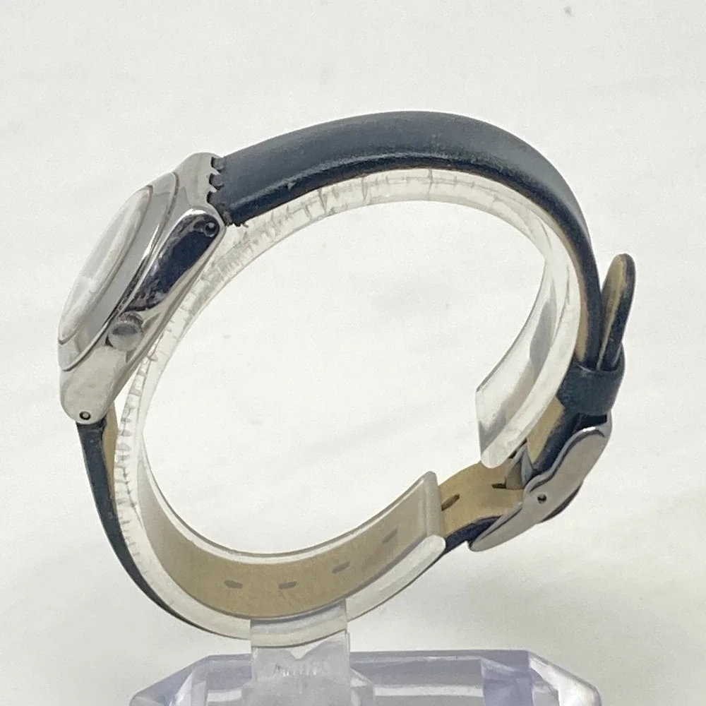Swatch Aim At Me Womens Watch 24mm Silver Tone Black Swiss Made WR New Battery